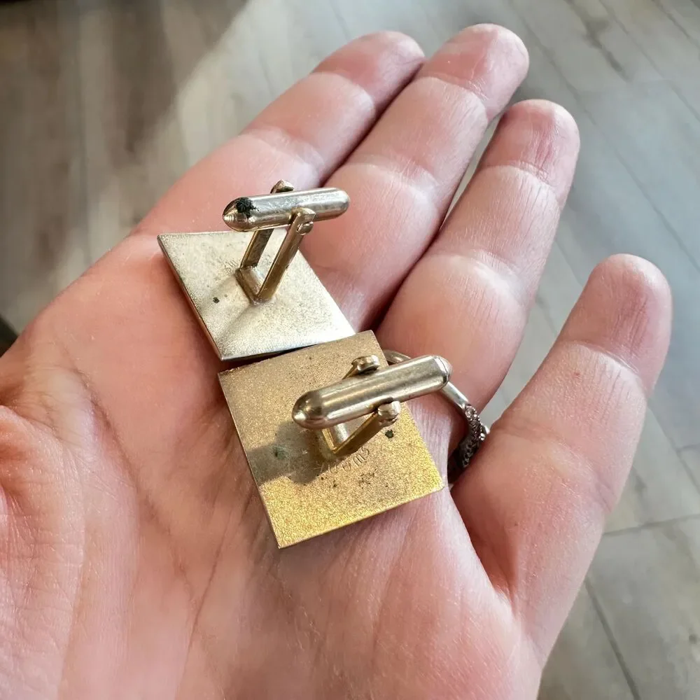 Vintage Swank Yellow Gold Plated Leaf Floral Cufflinks